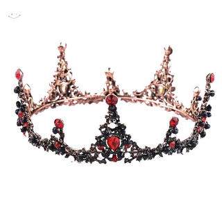 lujo vintage rojo rey reina tiaras corona vintage europeo círculo completo bronce coronas grandes joyería de pelo