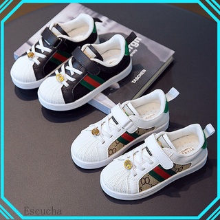 【Nuevo】Zapatillas de deporte para niños, zapatos para niñas, zapatos blancos con cabeza de concha, zapatillas para niños que combinan con todo