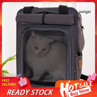 Ym_ mochila plegable transpirable para mascotas/gato pequeño/perro/cachorro/mochila de viaje al aire libre