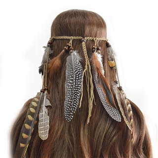 [alta calidad] diadema en forma de pluma india hippie boho tejido plumas cuerda tocado tocado