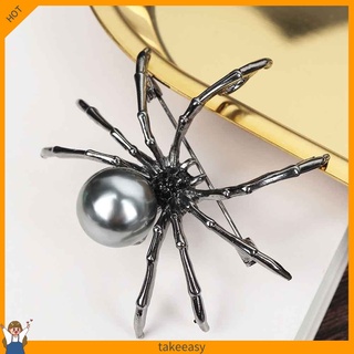 broche de araña de imitación con pedrería para mujer, diseño de concha, regalo de joyería