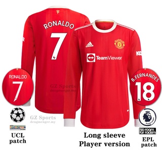 2021-22【Long sleeve Player version】Manchester United Home jersey Shirt football 21/22 man jersey