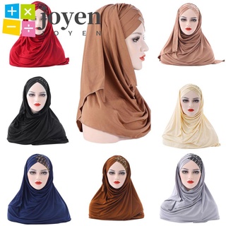 JOYEN Nuevo Pañuelo Mujeres Malasia musulmán hijab Gorra de turbante Sombrero de Baotou Señoras Seda de la leche Bufanda de costura Lentejuela/Multicolor