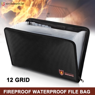 Bolsa de documentos Fireproof 12 bolsillos resistente al fuego resistente al agua sobre para Cash