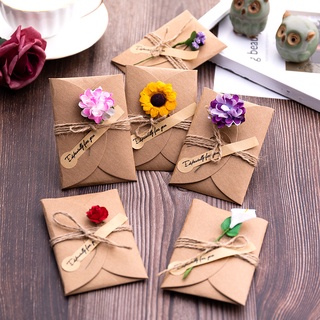 Coreano Retro flor seca tarjeta de felicitación hecha a mano DIY gracias cumpleaños deseos tarjetas (1)