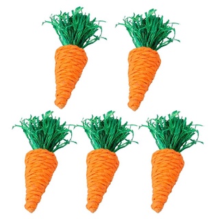RAN Bunny Chew Toy Carrot Shape for Rabbit Chinchilla Hamster Teeth Cleaning 5-Pack