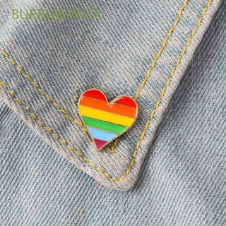 BURBUJEANTE 2PCS Ropa Denim broches Solapa Placa de gay Broche Esmalte pins En forma de corazon Rainbow Cartoon Accesorios de la joyeria Collar pin