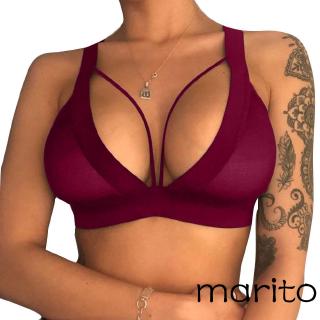 Top/brasier Sexy para mujer con color sólido/diseño hueco/sin varillas/inalámbrico/inalámbrico/bajo (5)