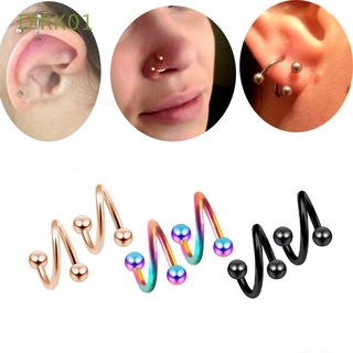 DIRK01 Cool Barbell Lips Ring Fashion Body Piercing Jewelry Helix Tragus Piercing Women 2pcs/set Stainless Steel Hip Pop S Spiral Piercing Cartilage Earring