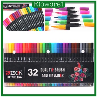 [KLOWARE1] 32 pzs pinceles de doble punta/marcador de pinceles finos para caligrafía adulta no tóxico