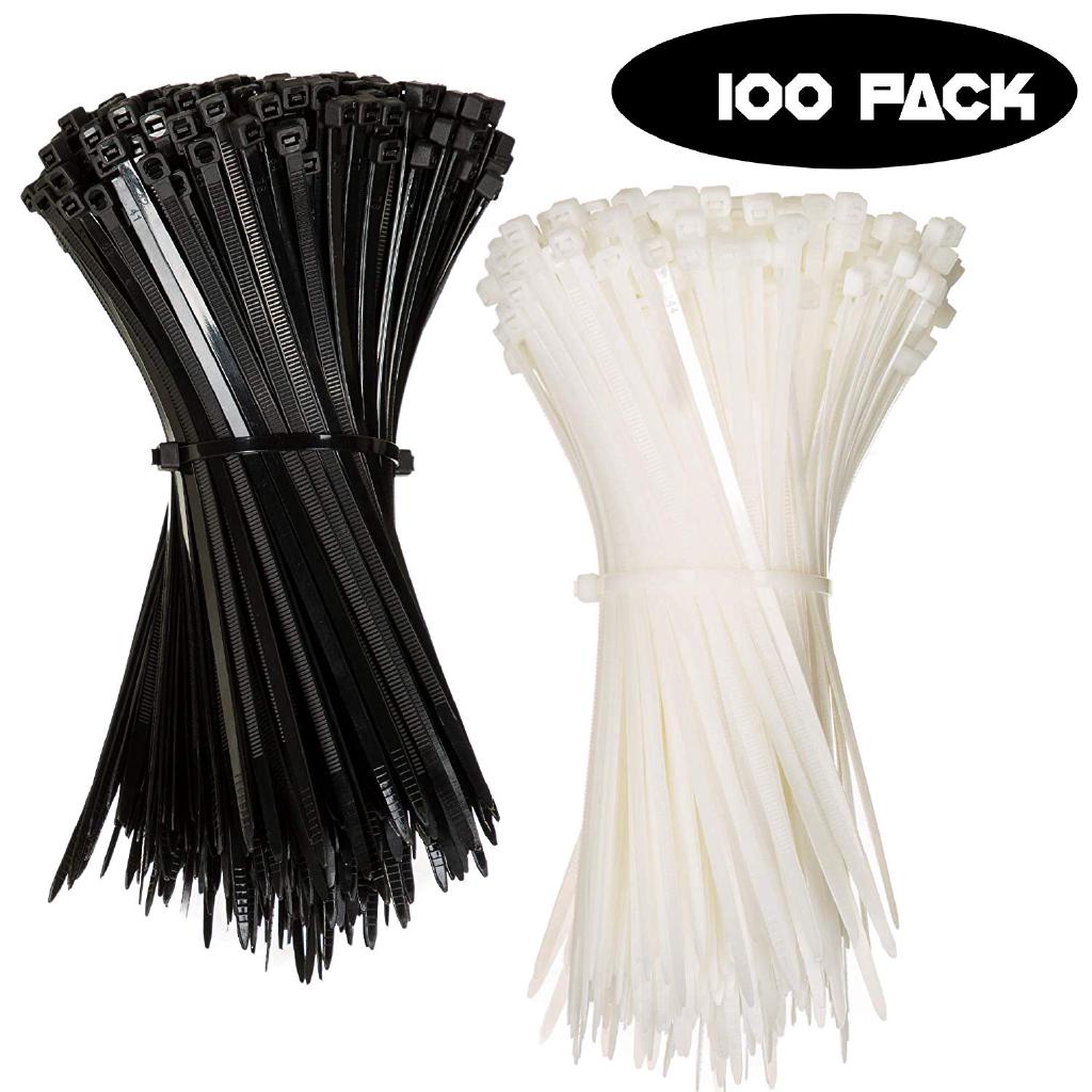 Corbatas de nailon con cremallera (paquete de 100) lazos de resistencia para atar Cables, Cables, organización