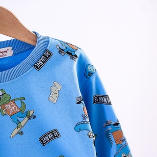 suéter de niño otoño ropa de los niños nuevo 2021 spot moda tendencia de dibujos animados letra impresión de color sólido camisa de manga larga adecuado para niños de 9 meses a 4 años (6)