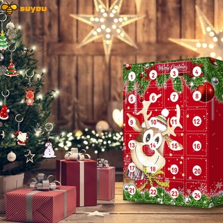 Suyou 24 unids/caja para niños navidad adviento calendario árbol de navidad colgante llavero navidad tema colgante decoraciones resina navidad tema figuras encantadoras