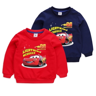 10 colores niños manga larga algodón Lightning Mcqueen dibujos animados suéter niños Top (venta al por mayor disponible) 90-130cm