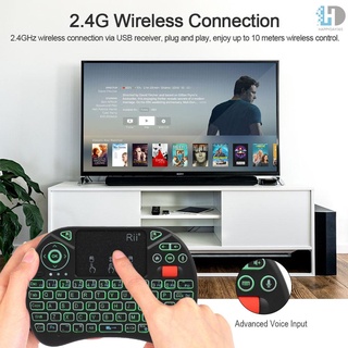 Rii X8 Plus GHz retroiluminado teclado inalámbrico Touchpad ratón entrada de voz de mano mando a distancia para Android TV BOX Smart TV PC (8)