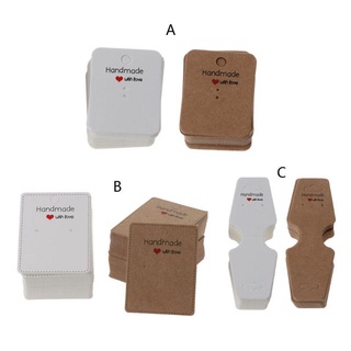 SEL 100 pzs etiquetas en blanco hechas a mano de papel Kraft para colgar tarjetas paquete para pendientes pendientes collares paquete de joyería (1)