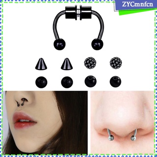 anillos magnéticos para nariz septum, acero inoxidable, falso herradura, septum nariz, aro con picos de reemplazo, imitación no perforada (1)