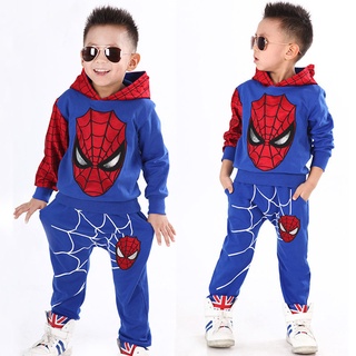 Ropa para niños traje para niños primavera y otoño traje de dos piezas para niños europeos y americanos Spider-Man mediano y grande