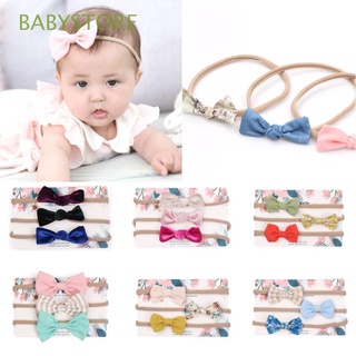 babystore 3 unids/1set moda algodón headwear bowknot bebé diadema accesorios para el cabello headwrap unisex floral elástico