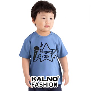 Ropa infantil hombres/mujeres tema música azul camiseta serigrafía canto CILIK 381 - poliéster algodón