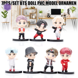 7 unids/set bts tiny tan mini figura bangtan boys grupos bts anime figura de juguete grupo de regalo ídolo muñeca modelo de pvc