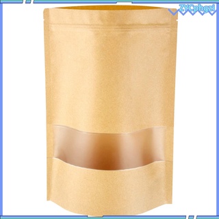 100 bolsas Kraft con cremallera de ventana, bolsa de papel con cremallera (1)