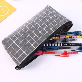 HATTIE estilo Simple estuche de lápices de regalo de la pluma de la bolsa de la caja de lápices portátil lindo cuadrícula de la escuela suministros de oficina papelería cremallera lápiz bolsa/Multicolor (8)