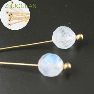 zhuoguan hecho a mano cabeza pines oro plata color pendientes fabricación t-pins accesorios 100 unids/lote redondo cobre 20 25 30 mm perlas hallazgos de joyería/multicolor