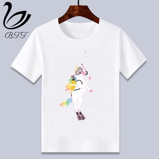 Buceo unicornio camiseta niños niños Top niño impresión camiseta divertida camisetas verano manga corta