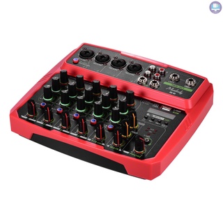 Muslady B6 portátil 6 canales mezclador de Audio USB consola de mezcla soporta conexión BT con tarjeta de sonido incorporada 48V Phantom Power
