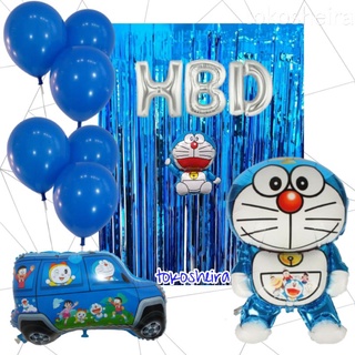 Doraemon feliz cumpleaños decoración globo conjunto Doraemon personaje papel de aluminio globos conjunto