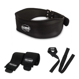 Cinturón Para Pesas + Straps + Rodilleras Pack Gym