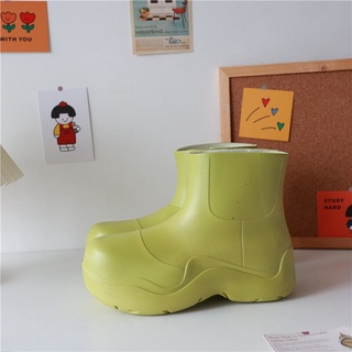Color Verde Plataforma Botas De Lluvia Para Las Mujeres Zapatos De Tobillo Impermeable Diseño De Moda Goma Para La