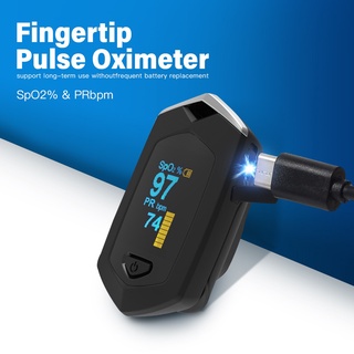 Oxímetro de pulso recargable SPO2 PR pulso de dedo de oxígeno en sangre con bolsa de almacenamiento