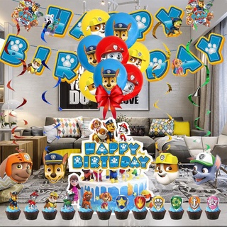PAW PATROL regalo infantil de dibujos animados patrulla canina serie suministros de fiesta globo bandera cupcake decoración de los niños decoración de cumpleaños
