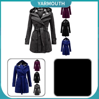 Yar Super suave abrigo de invierno a cuadros con capucha de Color sólido Casual abrigo largo prendas de abrigo