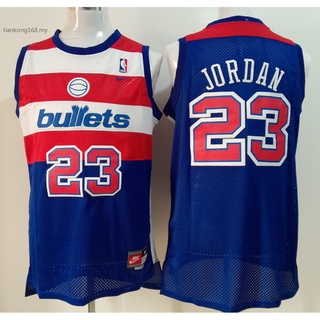 Nueva NBA Hombres Washington bullets # 23 Michael Jordan retro Bordado jersey De Baloncesto Azul
