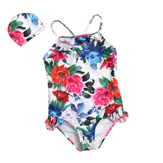 Leiter_niño niños bebé niñas correa Floral de una pieza traje de baño playa trajes de baño