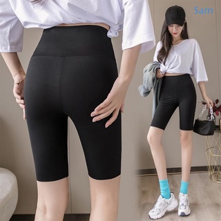 Sam Womens High Waisted Tummy Control Biker Shorts Soft Stretchy Athletic Black Yoga Pants Workout Running Cycling Slimming Leggings