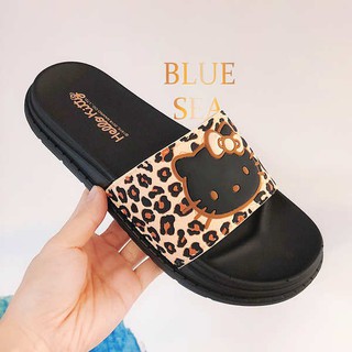 Selipar perempuan✿Hello Kitty Hello Kitty sandalias y zapatillas de verano verano lindo de dibujos animados baño antideslizante fondo grueso leopardo✿