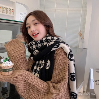 cara sonriente bufanda femenina invierno lindo chica estilo coreano todo-matchinginstrendy estudiante de punto de lana mantener caliente bufanda a cuadros (2)