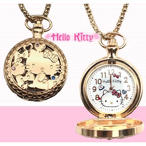 Hello Kitty - reloj de bolsillo hueco de oro rosa, diseño de bolsillo