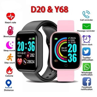 D20 Y68 Smart Watch Bluetooth Compatible Watches Men Women Waterproof IP67 Sport Fitness Tracker Smart Bracelet Heart Rate