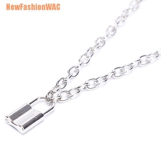 [NewFashionWAC] - collar de cadena de eslabones de doble capa con pendiente de hoja de candado para mujer (8)