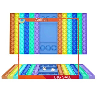Ac-pop it Fidget juguete de silicona arco iris empuje burbuja con dos dados grande tablero de ajedrez necesidades de autismo