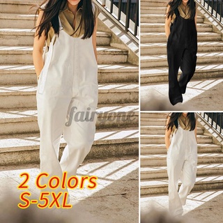 FAIRY Women Casual Sleeveless Loose Straps Long Jumpsuit