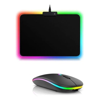 Kit mousepad gamer RGB con mouse inalambricos Bluetooth