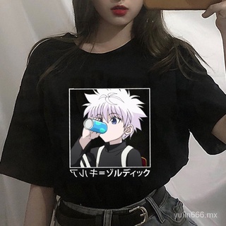 YL🔥Stock listo🔥Las señoras t-shirt tops kawaii hunter x hunter t-shirt killua zoldyck camiseta slim anime manga camiseta impresa mujeres