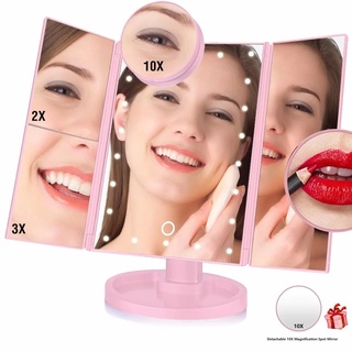 Espejos Led Táctil Tríptico Pantalla 180º Rotación Ajustable cosmético led maquillaje pantalla atenuación tactil