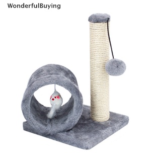 [wonderfulbuying] Gato gatito Sisal rascador cama juguete con túnel y ratón actividad de mascotas juego divertido caliente